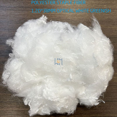 Αγορά 100% Polyester Staple Fiber Οπτική λευκή πράσινη για υφάσματα 1.2D X 38mm online manufacture